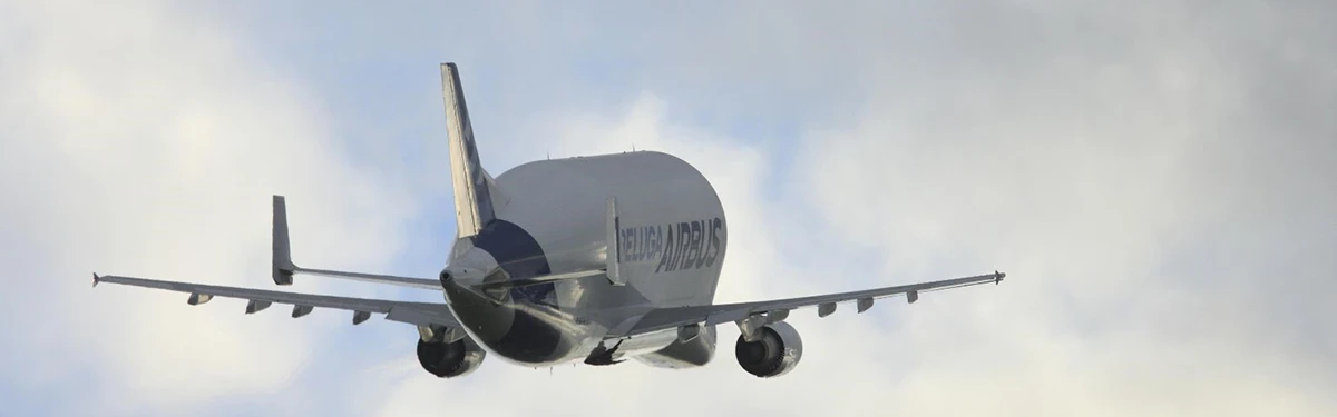 El avin de transporte Beluga despega del aeropuerto de Toulouse. Foto: Airbus